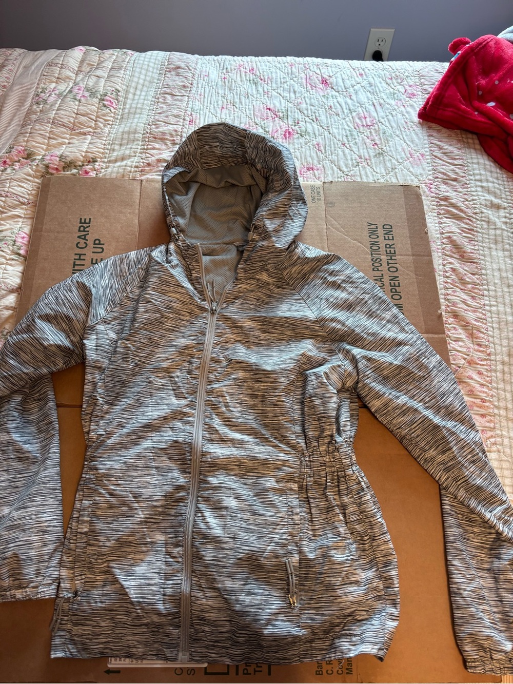 New Balance Heathered Light Gray Zip-Up Hooded Utility Jacket